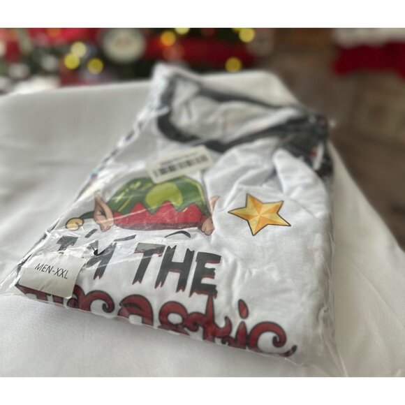 Mens XXL Christmas Graphic T-Shirt "Im The Sarcastic Elf" White & Multicolor - Picture 1 of 5